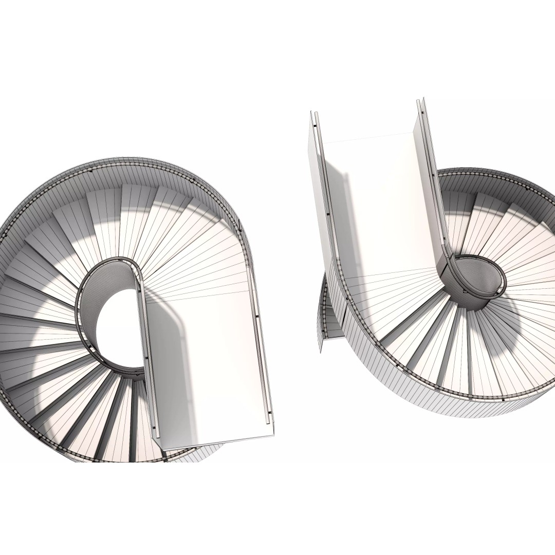 Spiral Staircase 3D Model – Modern Architectural Design, FBX & OBJ - View 22