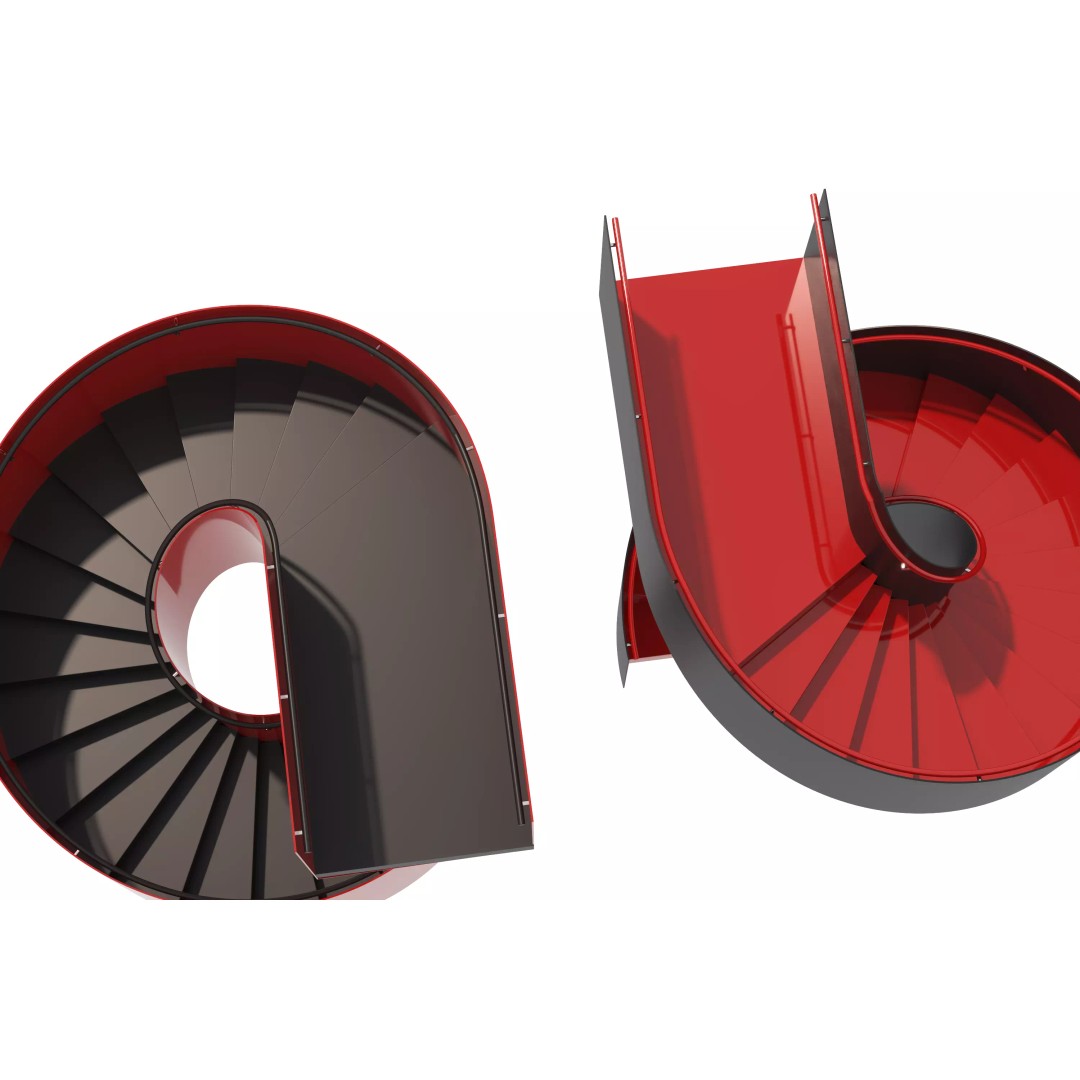 Spiral Staircase 3D Model – Modern Architectural Design, FBX & OBJ - View 3