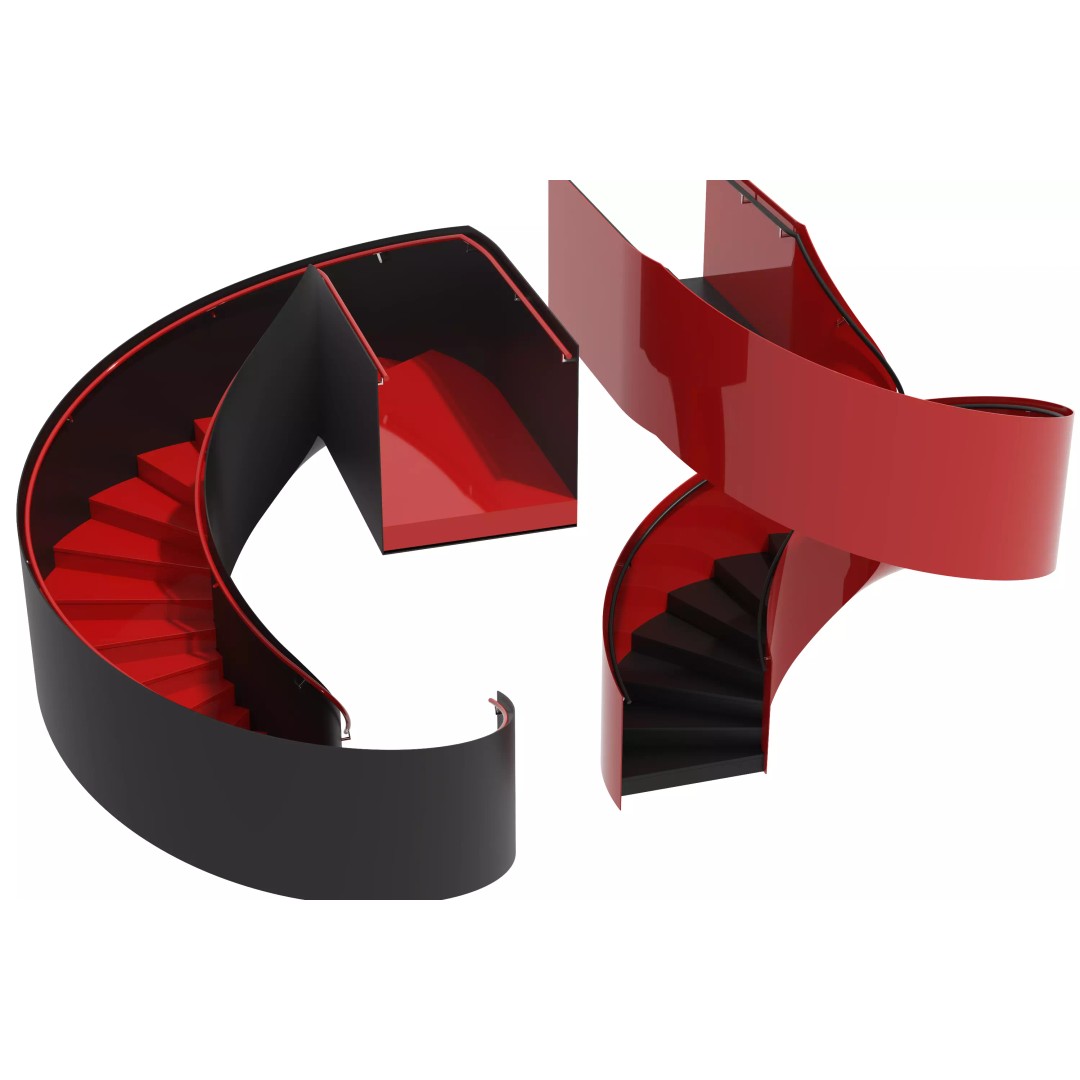 Spiral Staircase 3D Model – Modern Architectural Design, FBX & OBJ - View 4