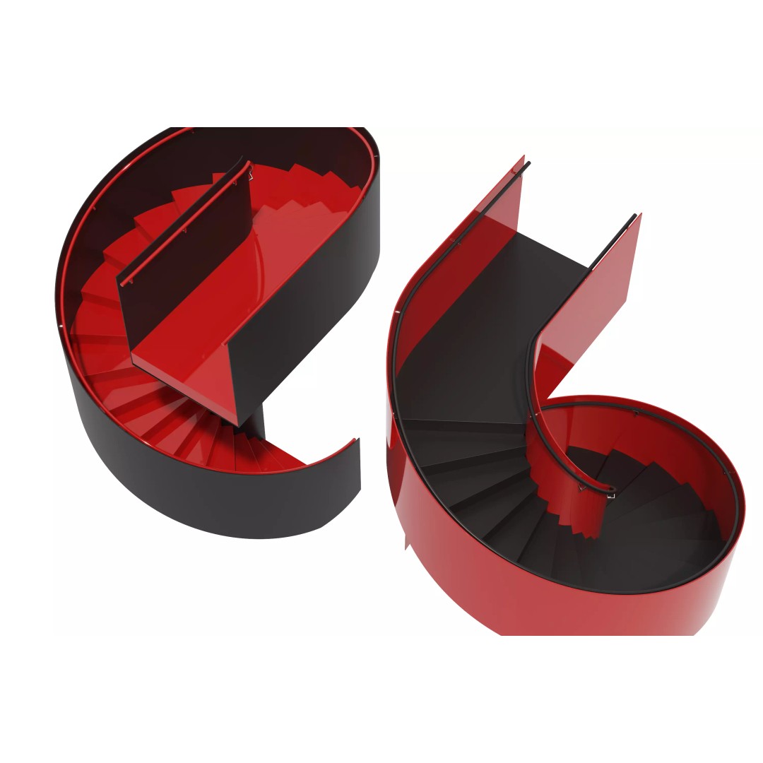 Spiral Staircase 3D Model – Modern Architectural Design, FBX & OBJ - View 5