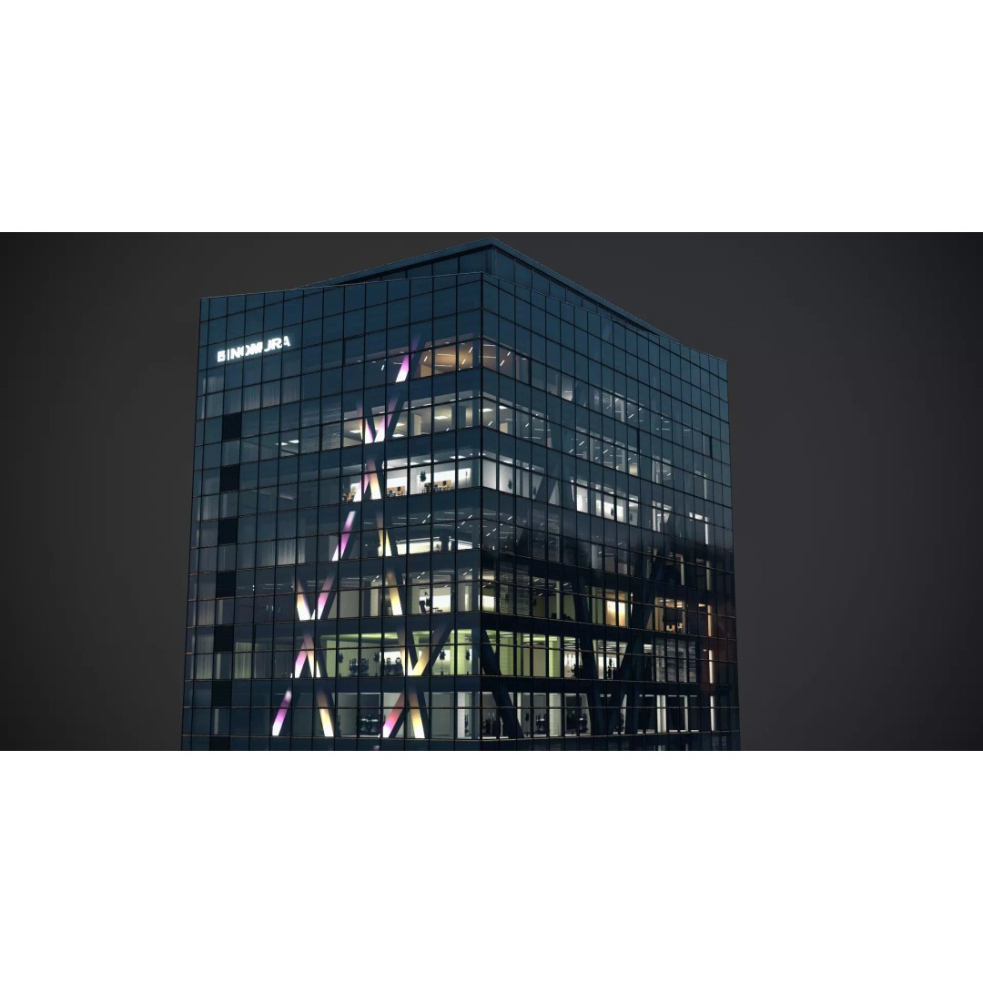 Tokyo Corporate Office Building 3D Model – Low Poly Game-Ready Asset, FBX - View 2