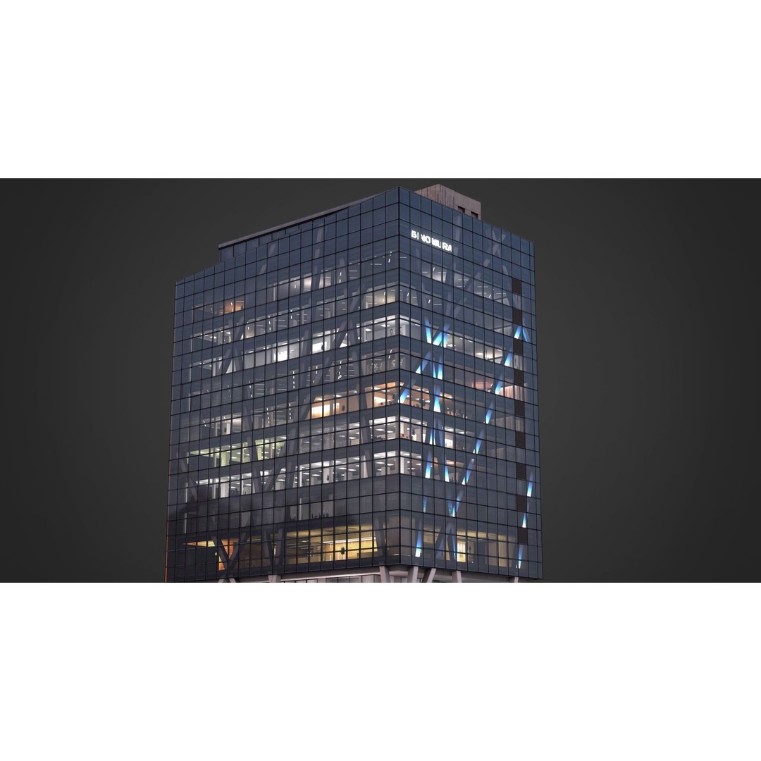 Tokyo Corporate Office Building 3D Model – Low Poly Game-Ready Asset, FBX - View 3