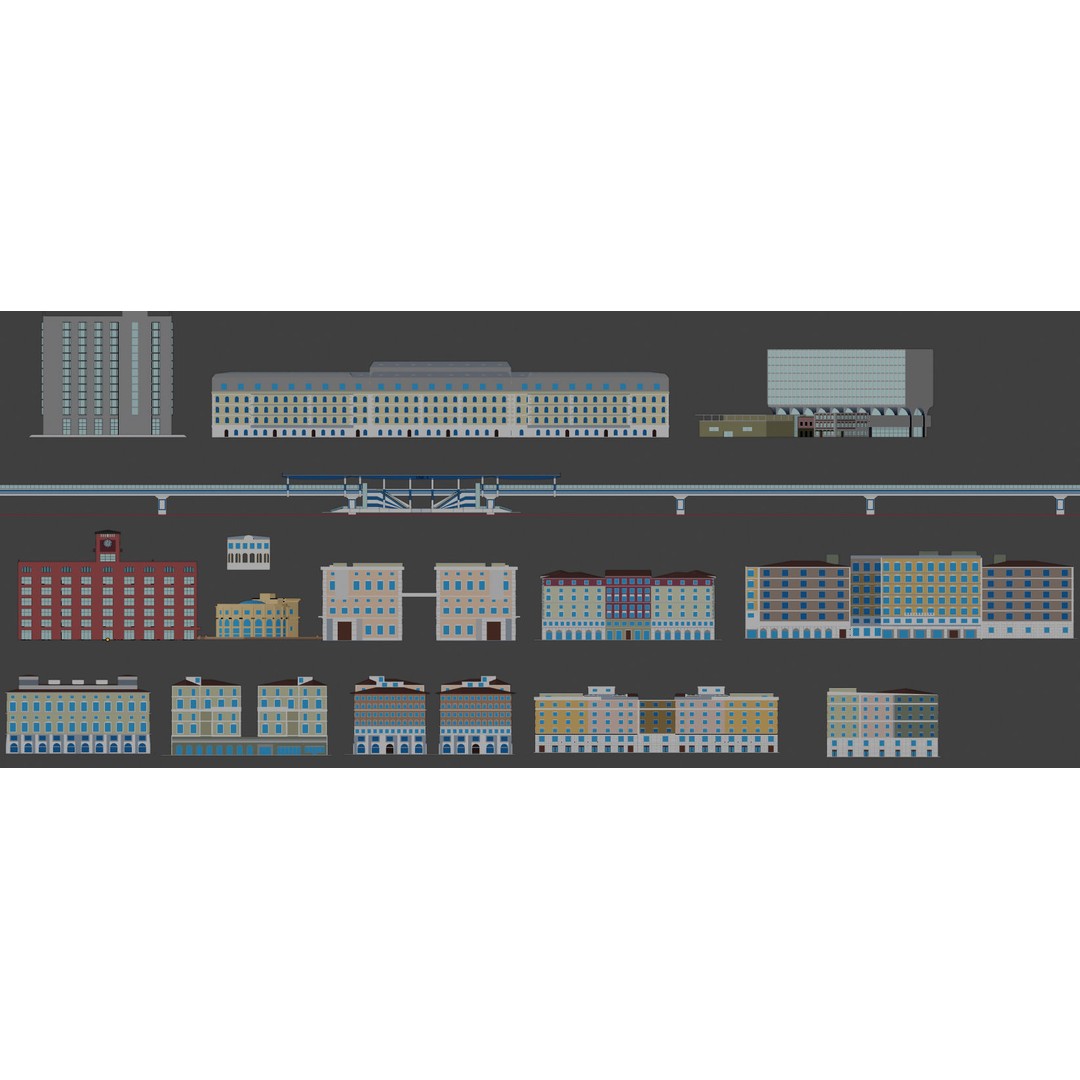 Cityscape 3D Model – Urban City with Skyscrapers and PBR Textures