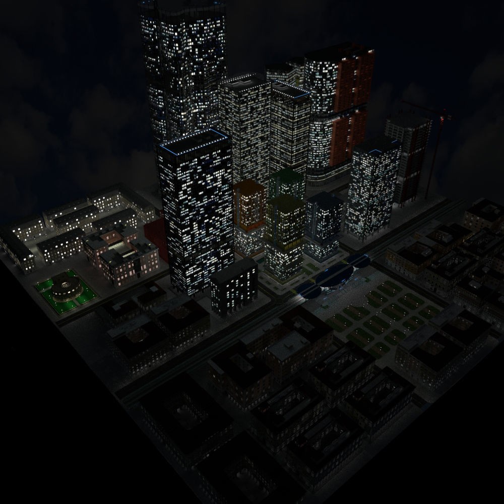 Cityscape 3D Model – Urban City with Skyscrapers and PBR Textures - View 13