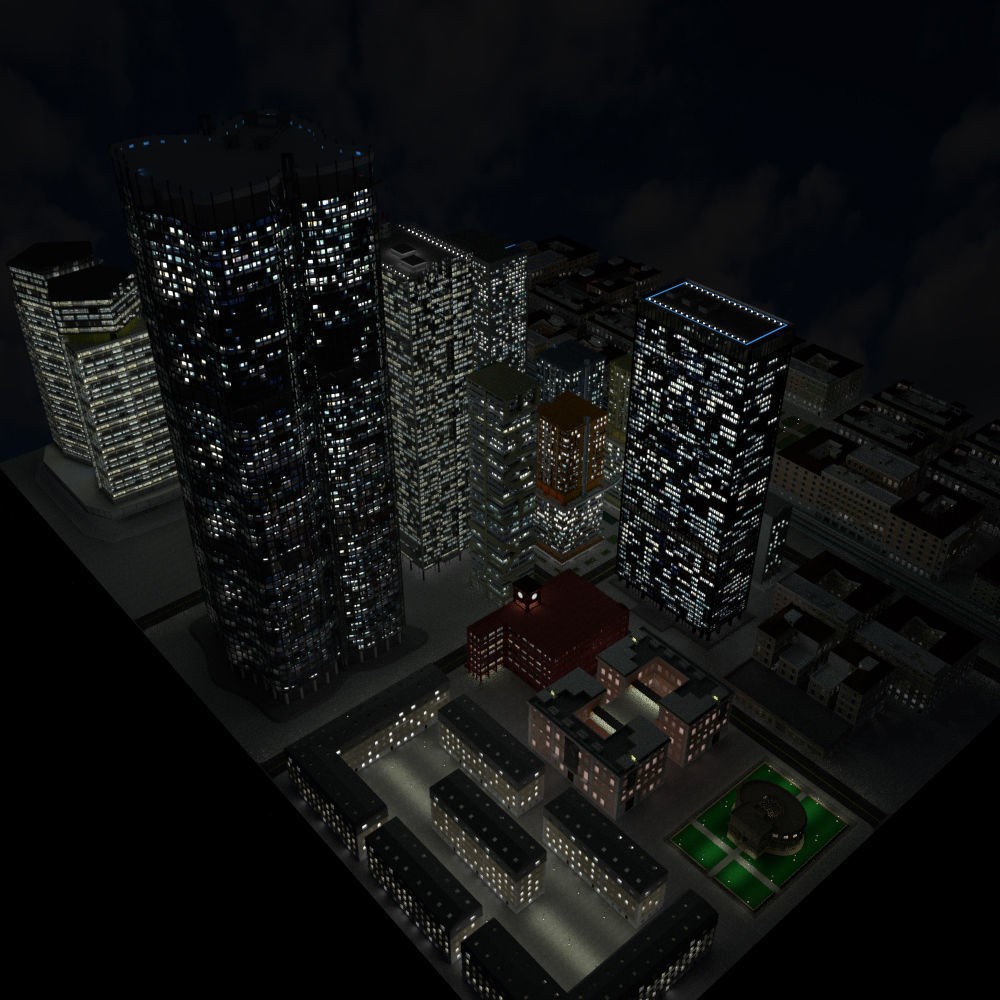 Cityscape 3D Model – Urban City with Skyscrapers and PBR Textures - View 15