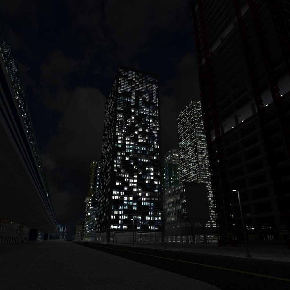 Cityscape 3D Model – Urban City with Skyscrapers and PBR Textures - View 17