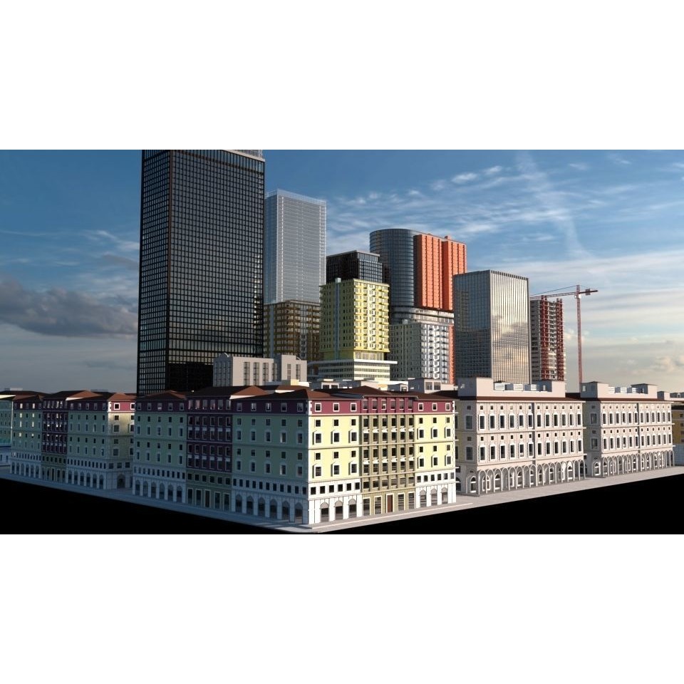 Cityscape 3D Model – Urban City with Skyscrapers and PBR Textures - View 18