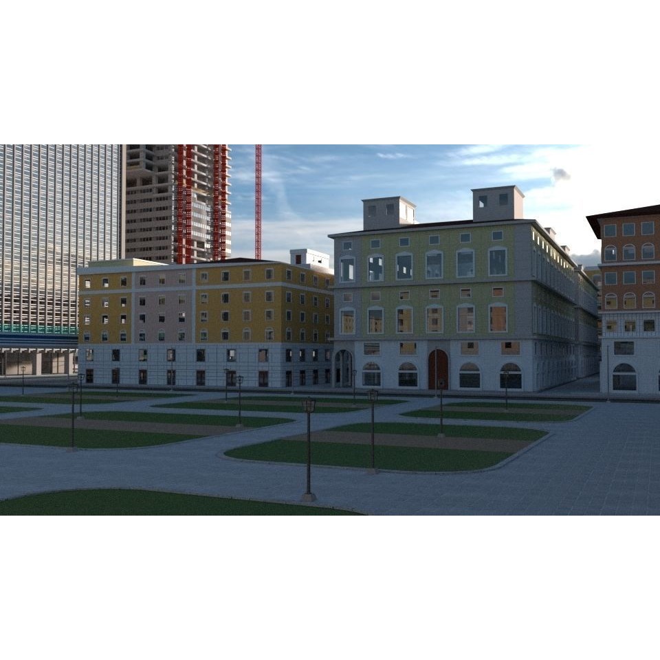 Cityscape 3D Model – Urban City with Skyscrapers and PBR Textures - View 19