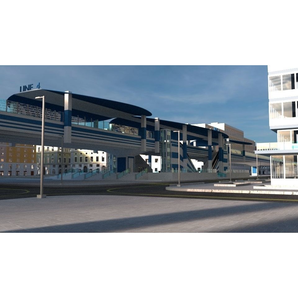 Cityscape 3D Model – Urban City with Skyscrapers and PBR Textures - View 22