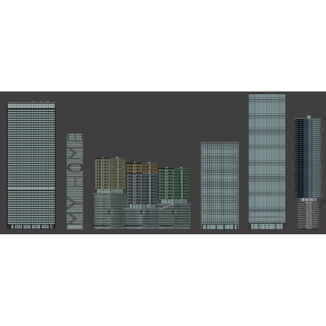 Cityscape 3D Model – Urban City with Skyscrapers and PBR Textures - View 25