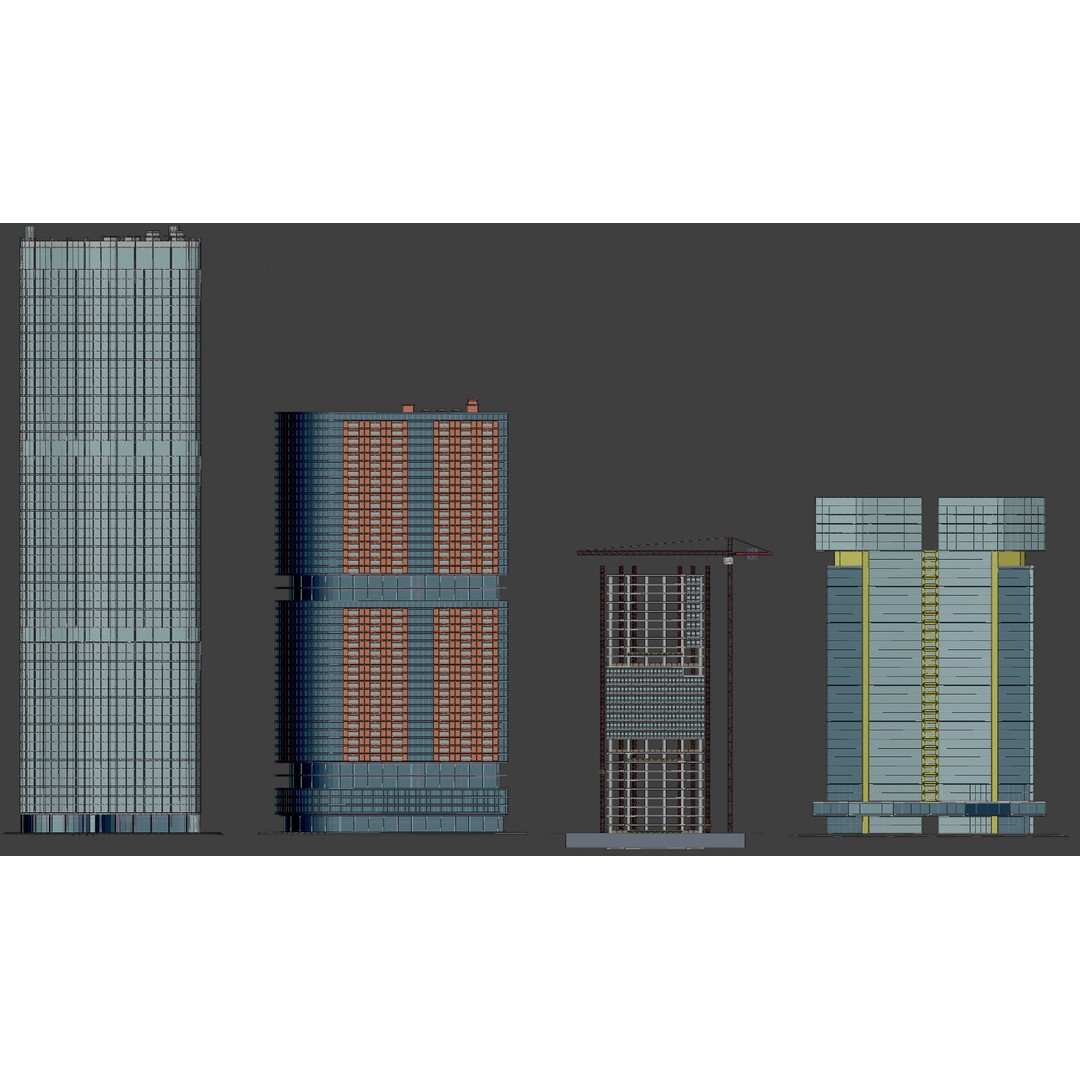 Cityscape 3D Model – Urban City with Skyscrapers and PBR Textures - View 26