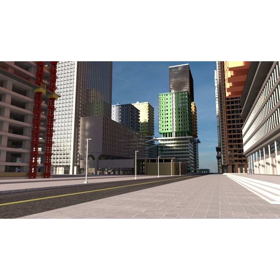 Cityscape 3D Model – Urban City with Skyscrapers and PBR Textures - View 5