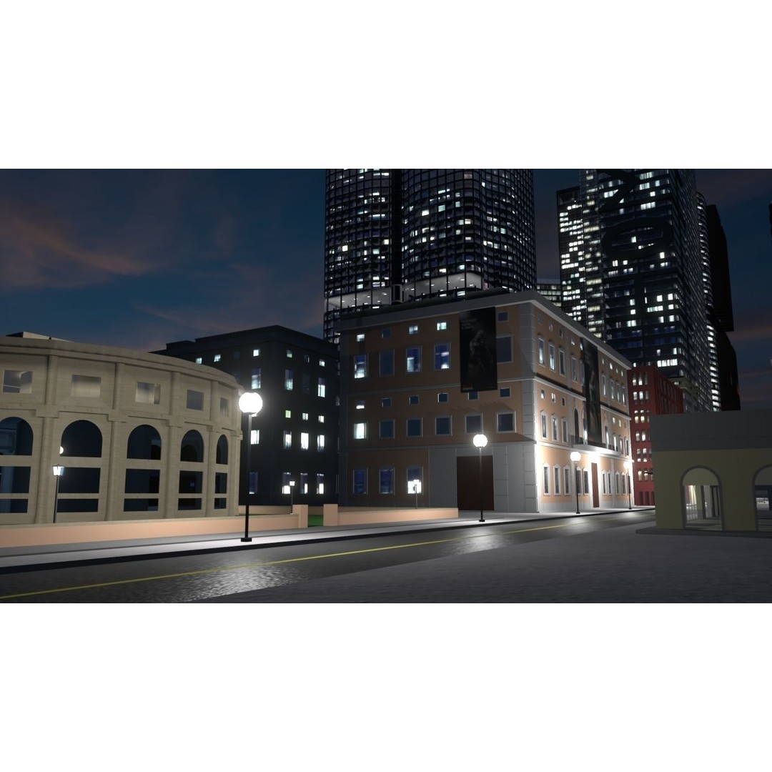 Cityscape 3D Model – Urban City with Skyscrapers and PBR Textures - View 9