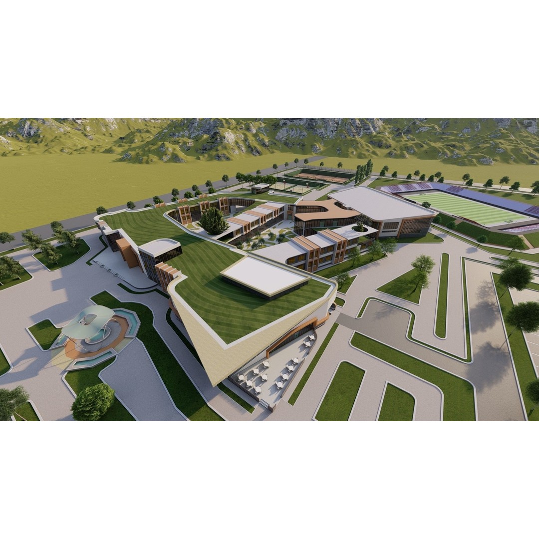 School 3D Model – High School Design for Archviz and Games, FBX - View 11