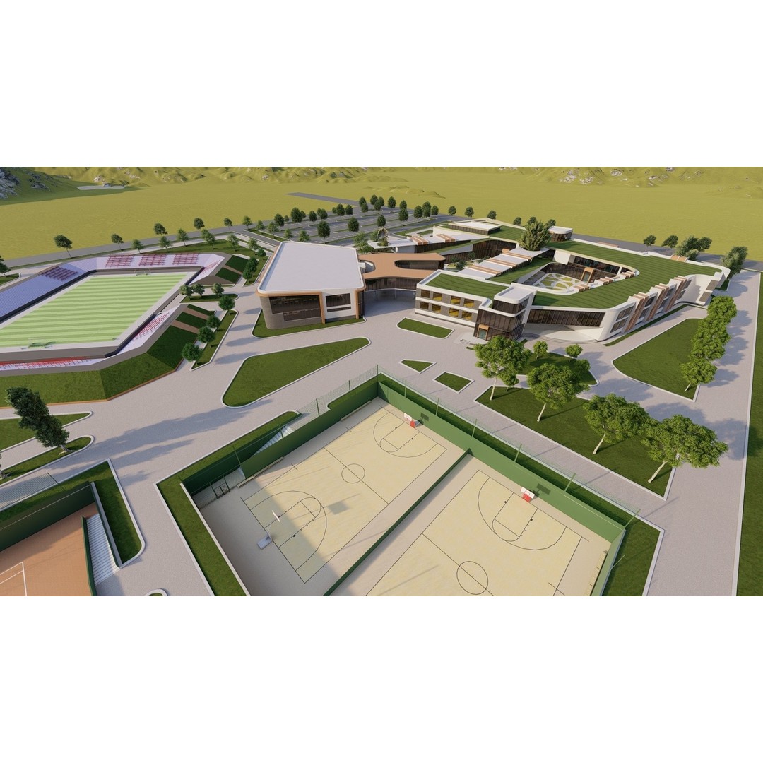 School 3D Model – High School Design for Archviz and Games, FBX - View 15