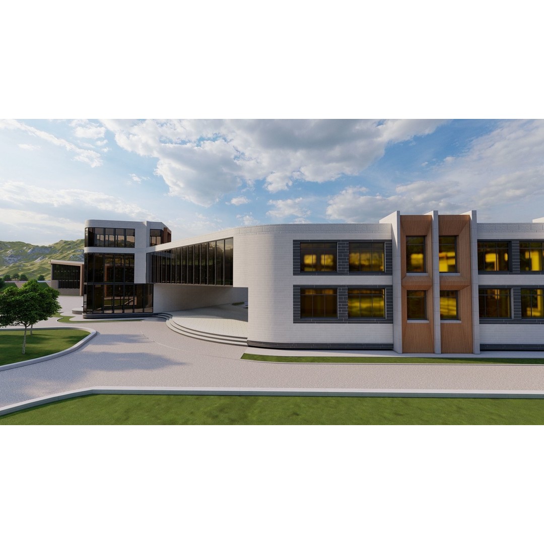 School 3D Model – High School Design for Archviz and Games, FBX - View 16