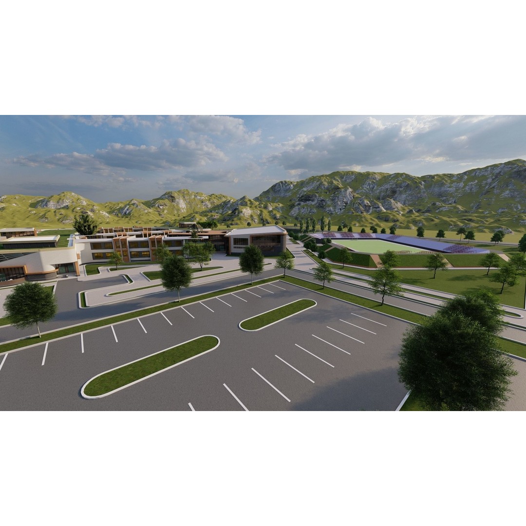 School 3D Model – High School Design for Archviz and Games, FBX - View 20