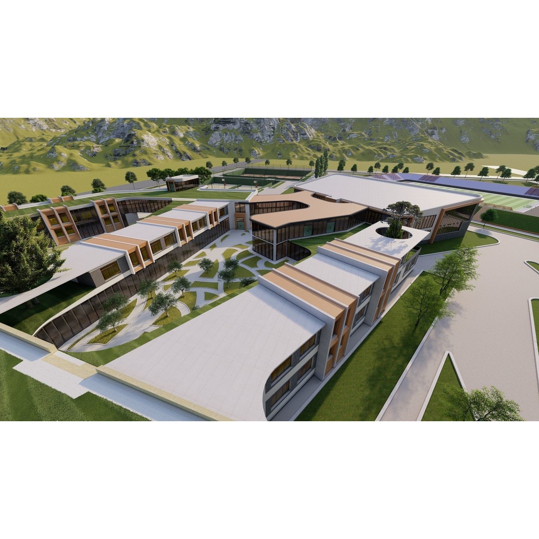School 3D Model – High School Design for Archviz and Games, FBX - View 21