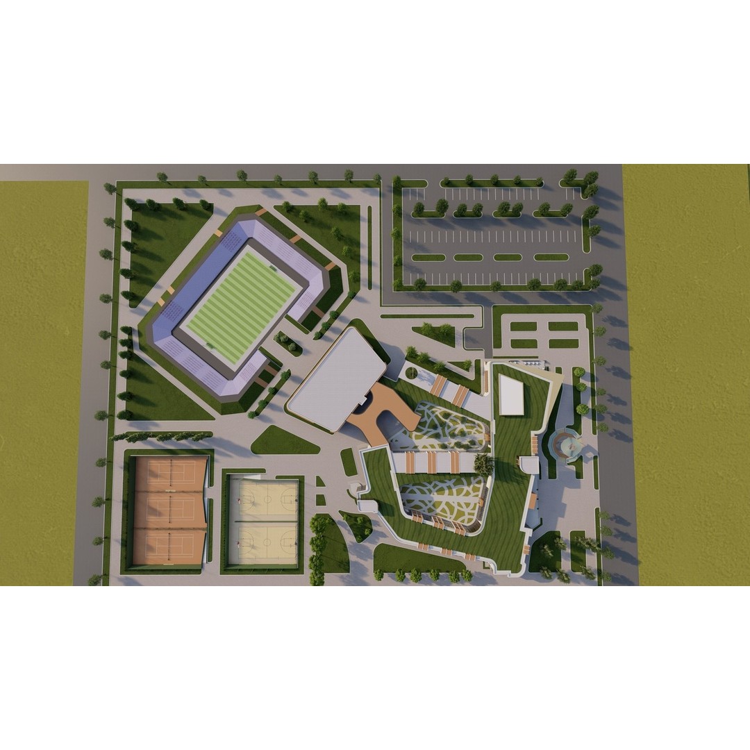 School 3D Model – High School Design for Archviz and Games, FBX - View 4