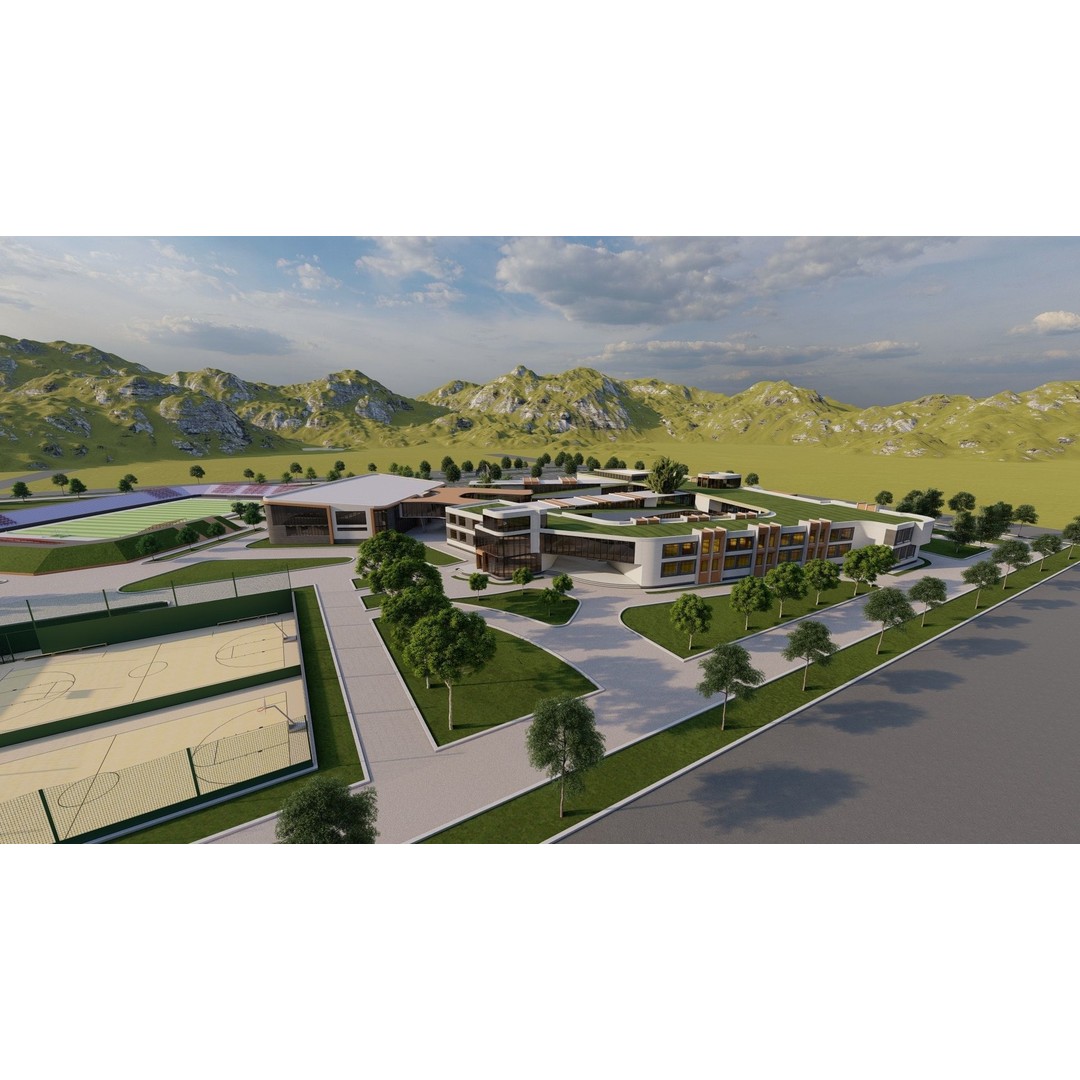 School 3D Model – High School Design for Archviz and Games, FBX - View 8