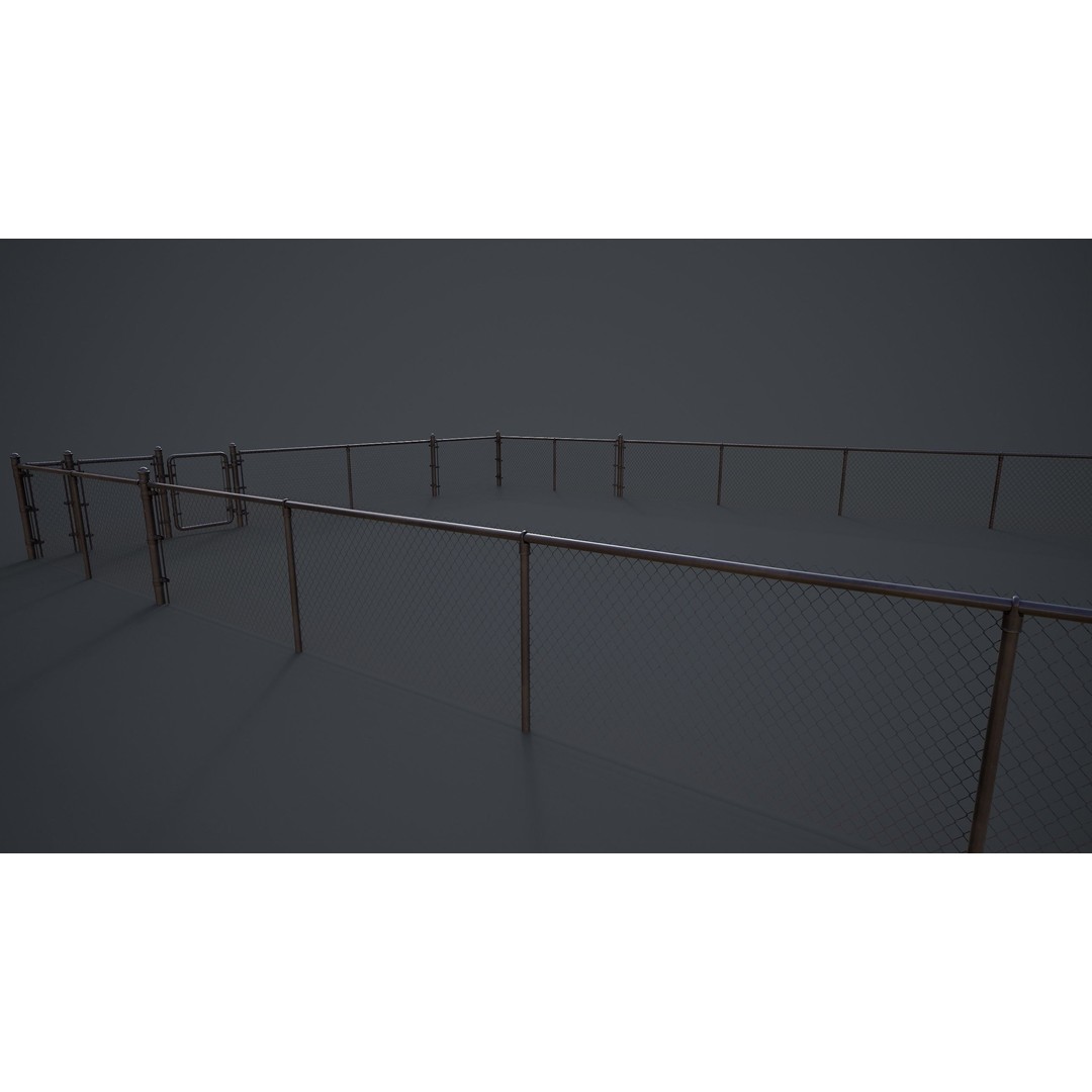 Modular Chain-link Fence 3D Model – Low Poly Game Ready Asset, FBX - View 10