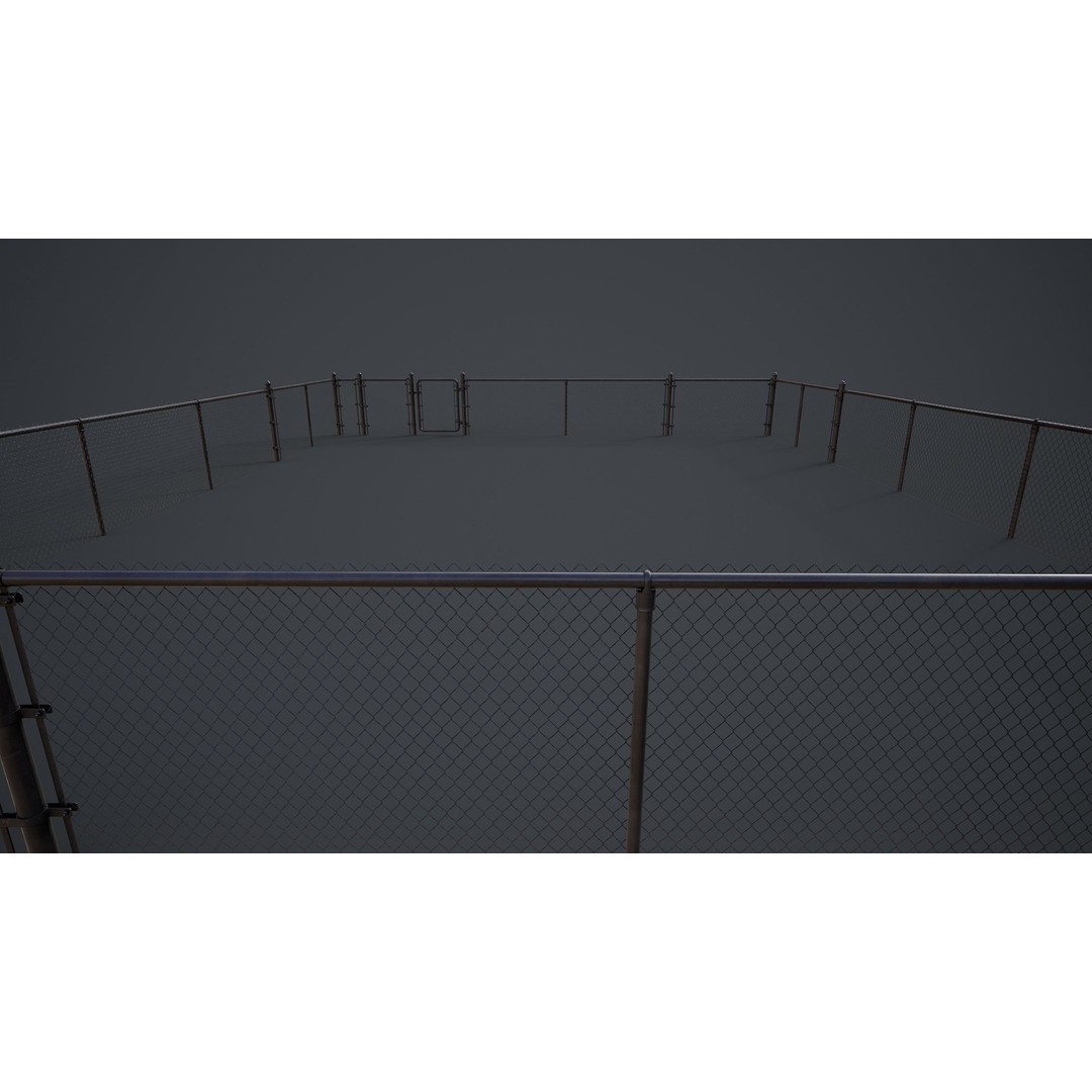 Modular Chain-link Fence 3D Model – Low Poly Game Ready Asset, FBX - View 13
