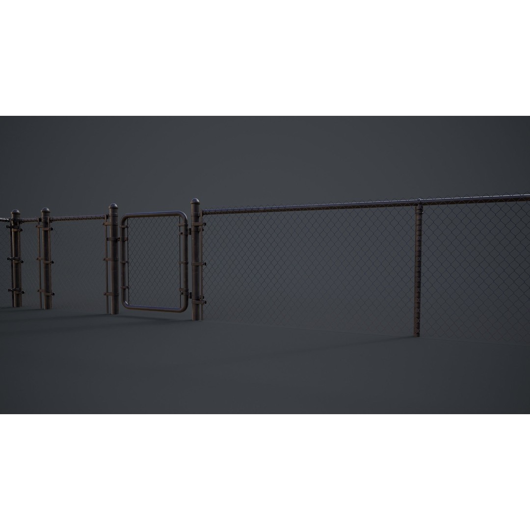 Modular Chain-link Fence 3D Model – Low Poly Game Ready Asset, FBX - View 14