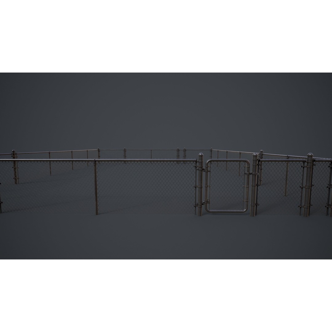 Modular Chain-link Fence 3D Model – Low Poly Game Ready Asset, FBX - View 15