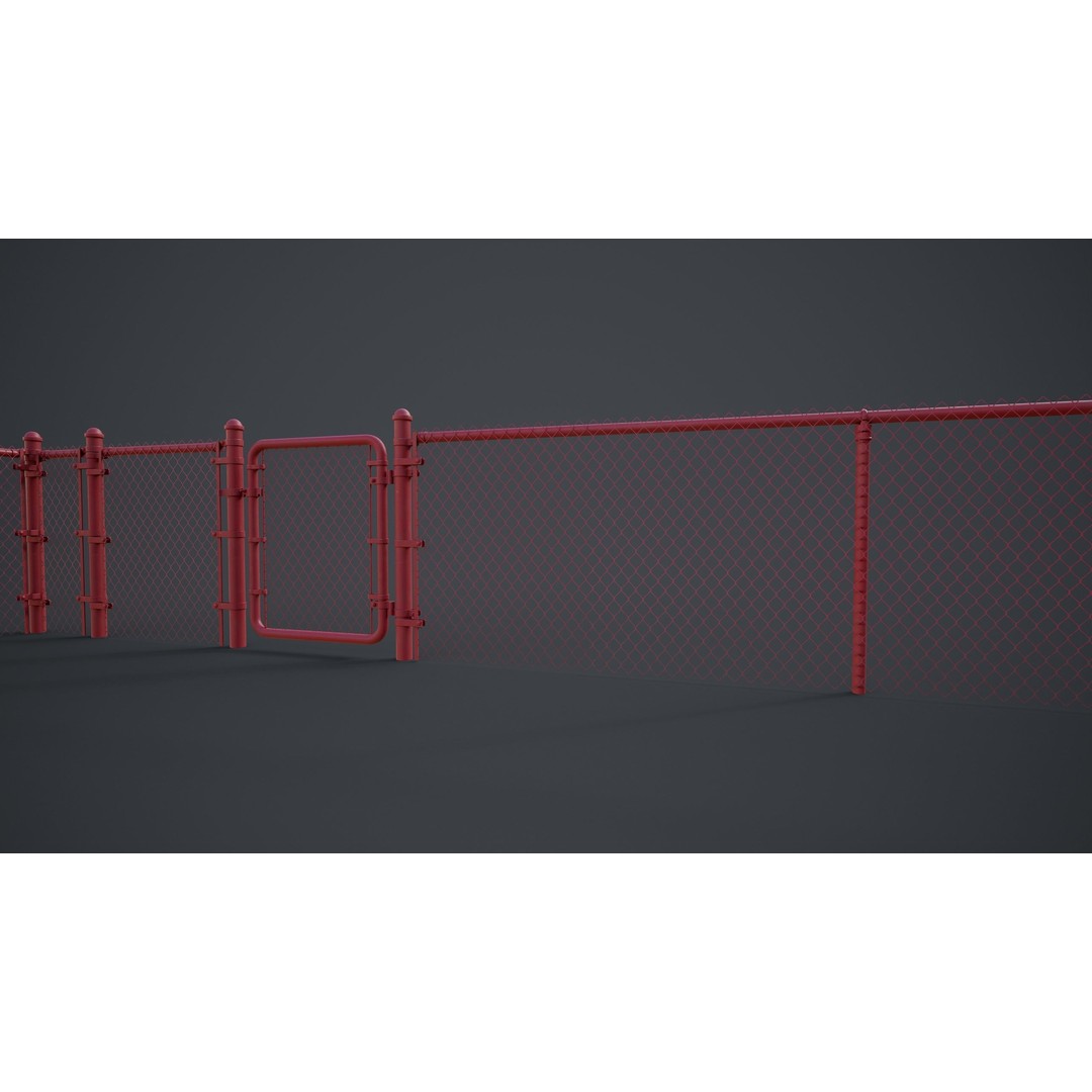 Modular Chain-link Fence 3D Model – Low Poly Game Ready Asset, FBX - View 16