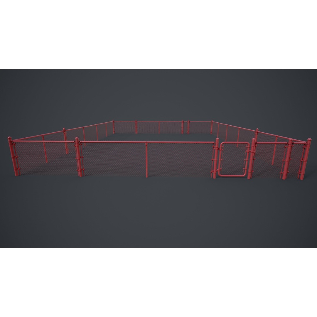 Modular Chain-link Fence 3D Model – Low Poly Game Ready Asset, FBX - View 18