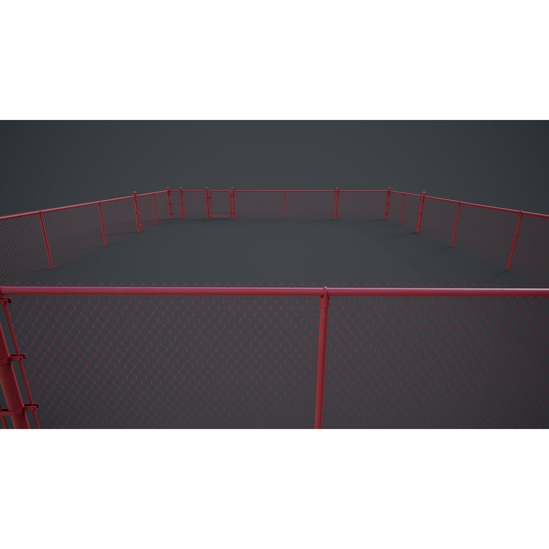 Modular Chain-link Fence 3D Model – Low Poly Game Ready Asset, FBX - View 19