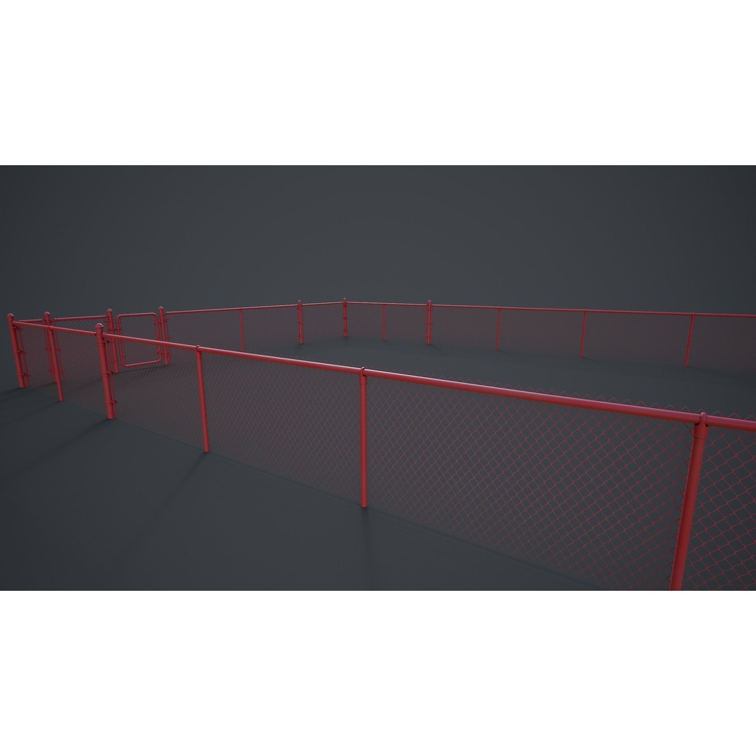 Modular Chain-link Fence 3D Model – Low Poly Game Ready Asset, FBX - View 20