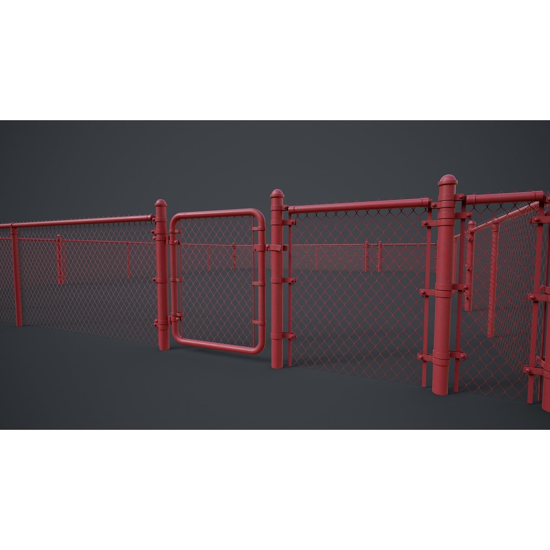 Modular Chain-link Fence 3D Model – Low Poly Game Ready Asset, FBX - View 21