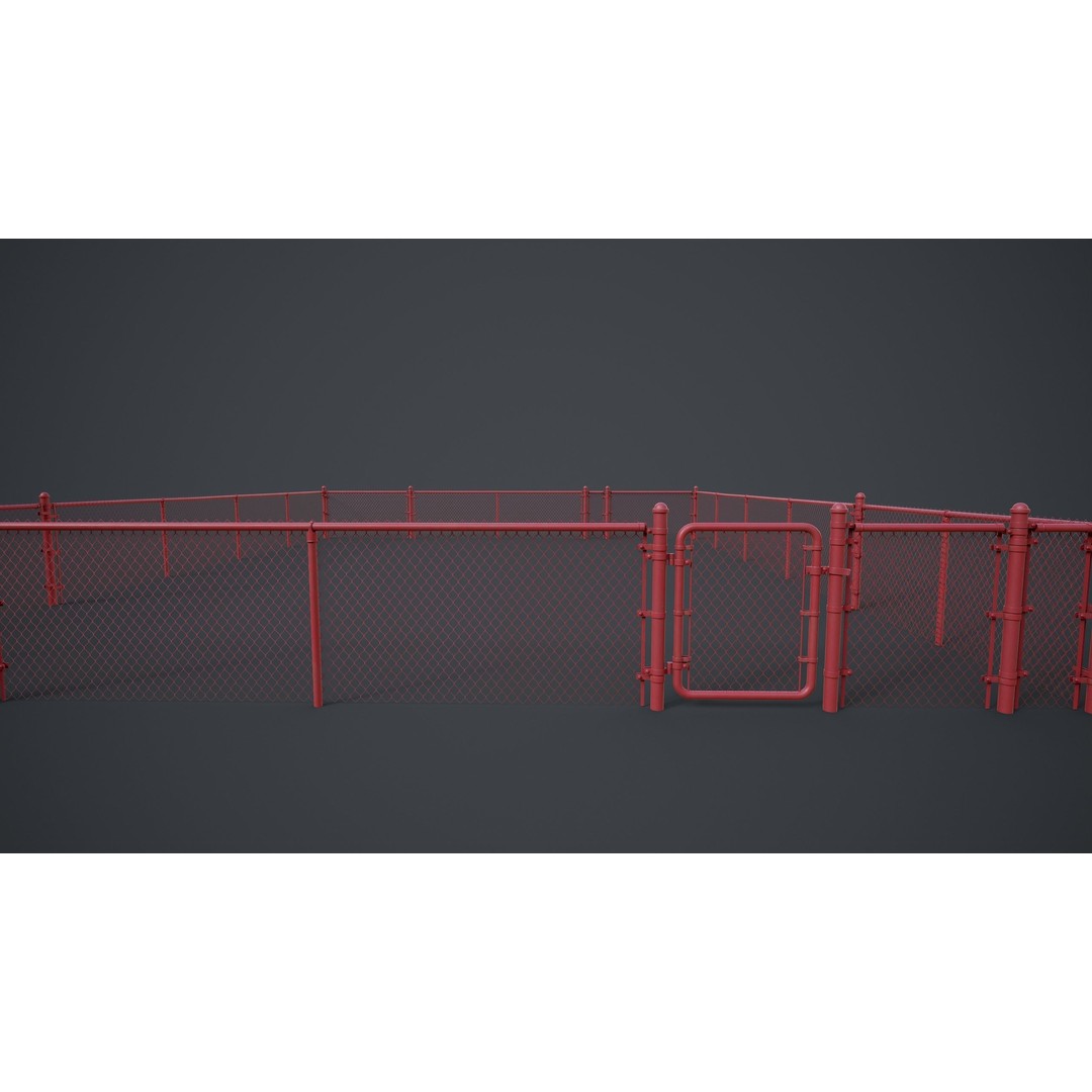 Modular Chain-link Fence 3D Model – Low Poly Game Ready Asset, FBX - View 22