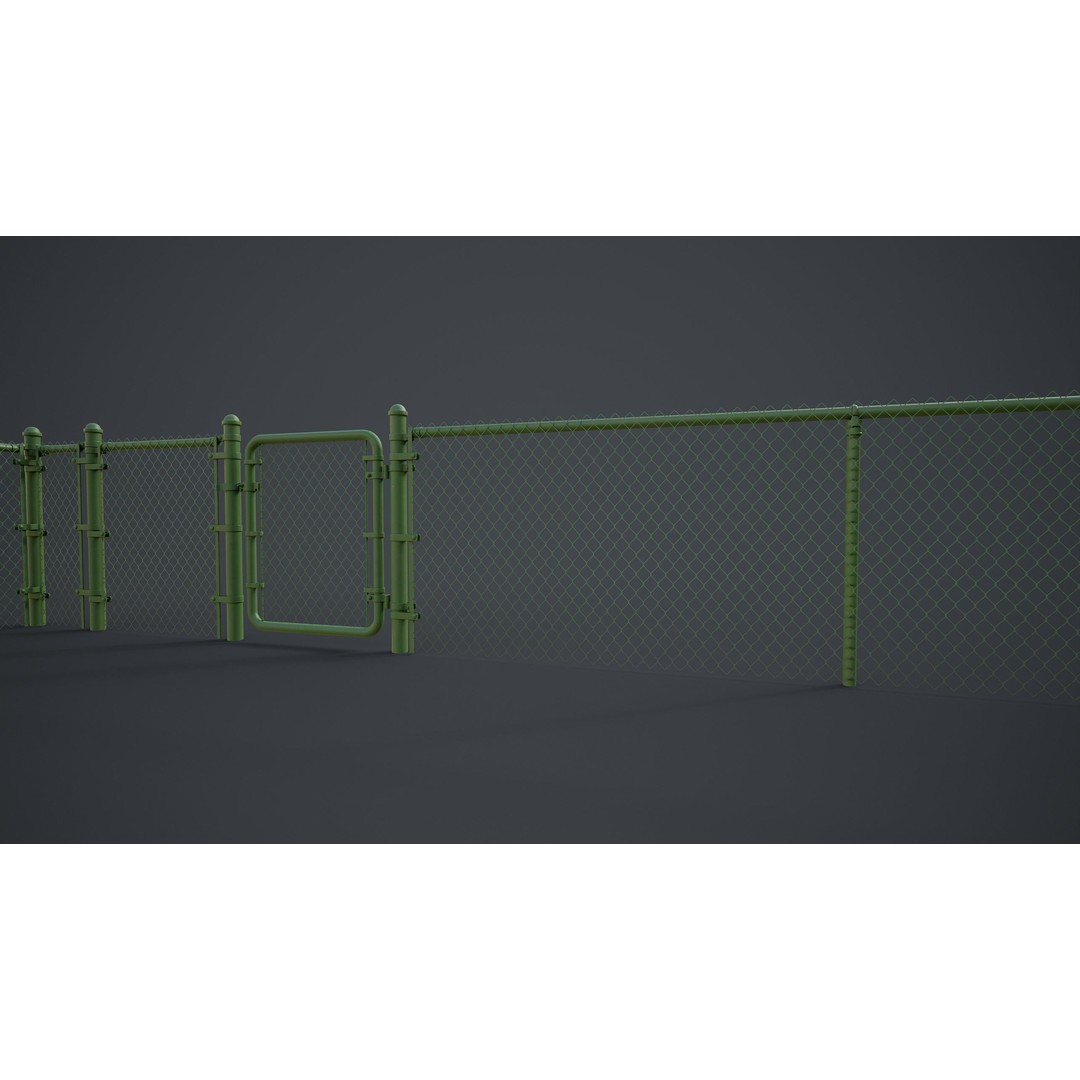 Modular Chain-link Fence 3D Model – Low Poly Game Ready Asset, FBX - View 23