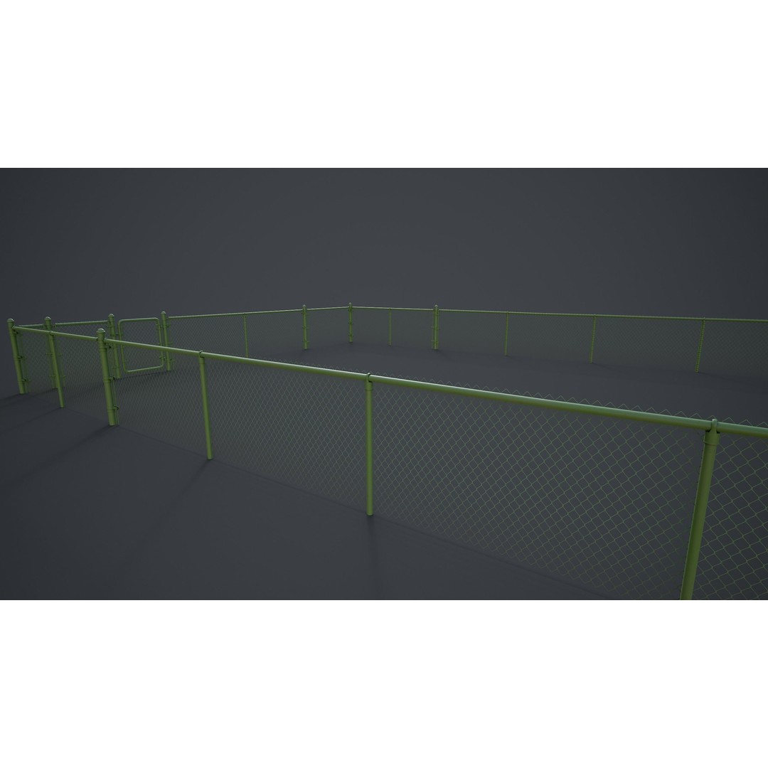 Modular Chain-link Fence 3D Model – Low Poly Game Ready Asset, FBX - View 24