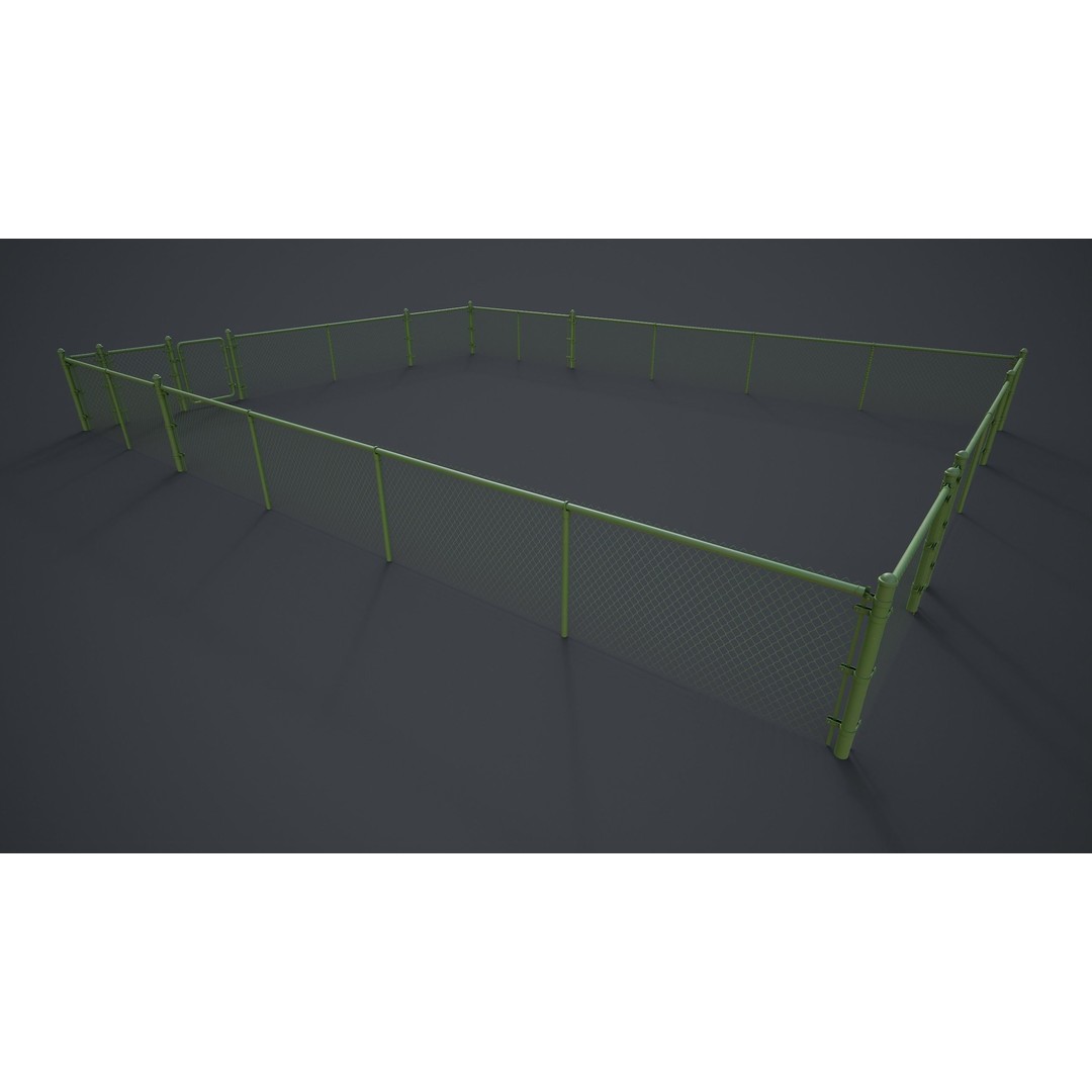 Modular Chain-link Fence 3D Model – Low Poly Game Ready Asset, FBX - View 25