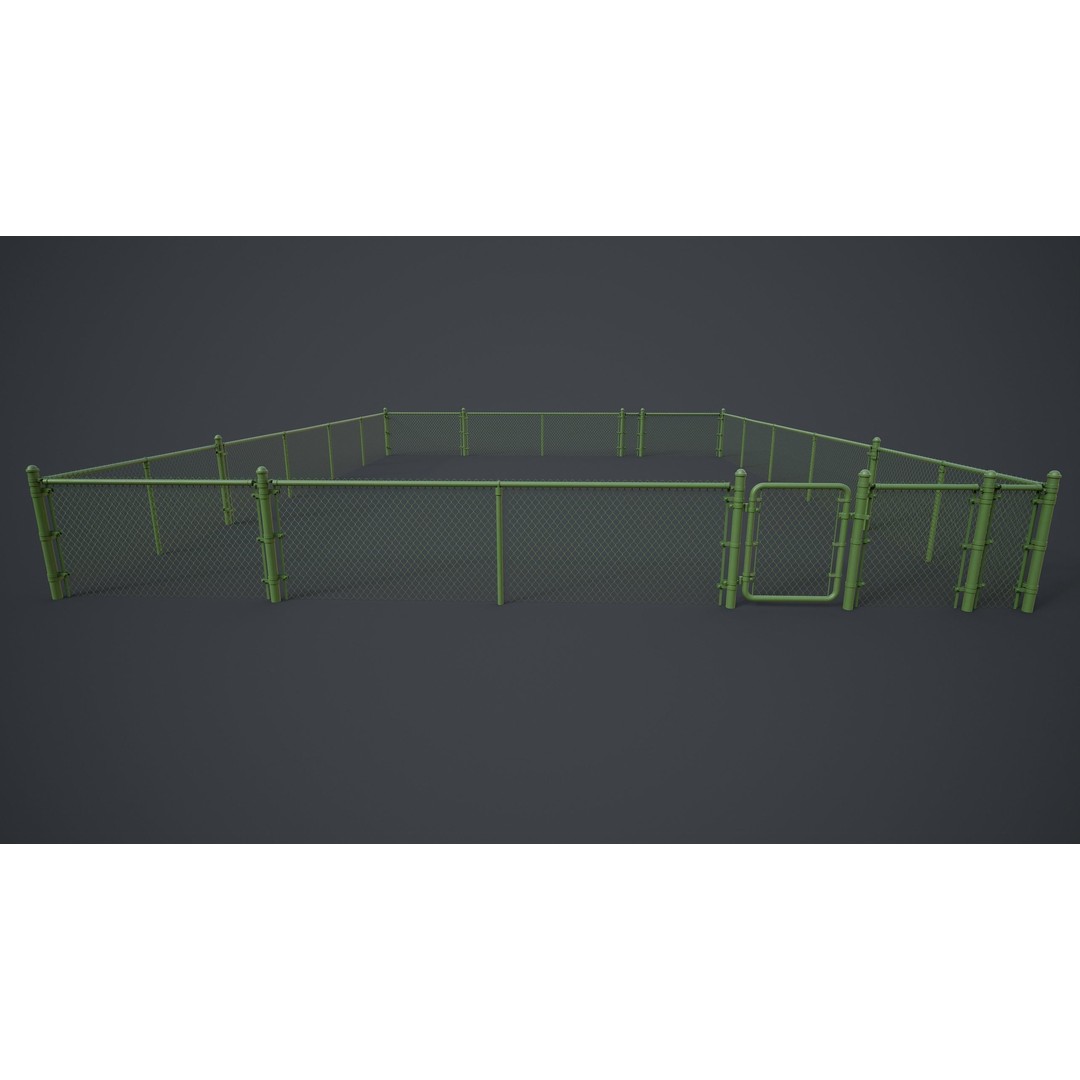 Modular Chain-link Fence 3D Model – Low Poly Game Ready Asset, FBX - View 26