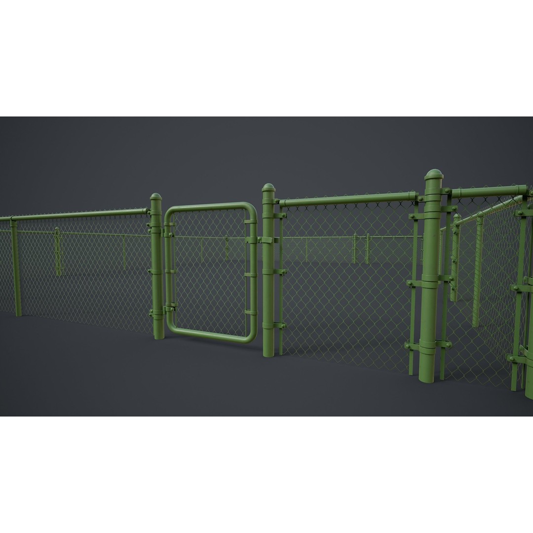 Modular Chain-link Fence 3D Model – Low Poly Game Ready Asset, FBX - View 27
