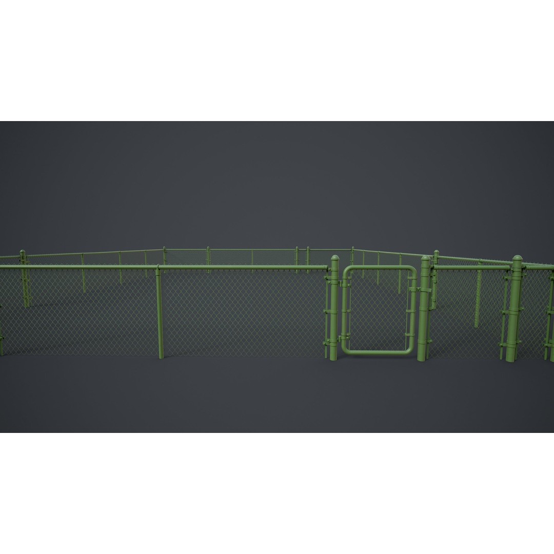 Modular Chain-link Fence 3D Model – Low Poly Game Ready Asset, FBX - View 28