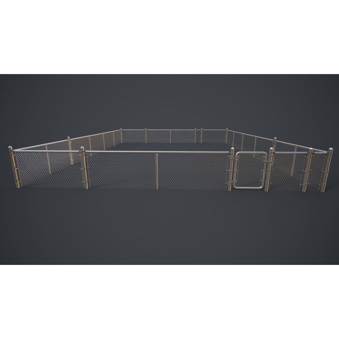 Modular Chain-link Fence 3D Model – Low Poly Game Ready Asset, FBX - View 4