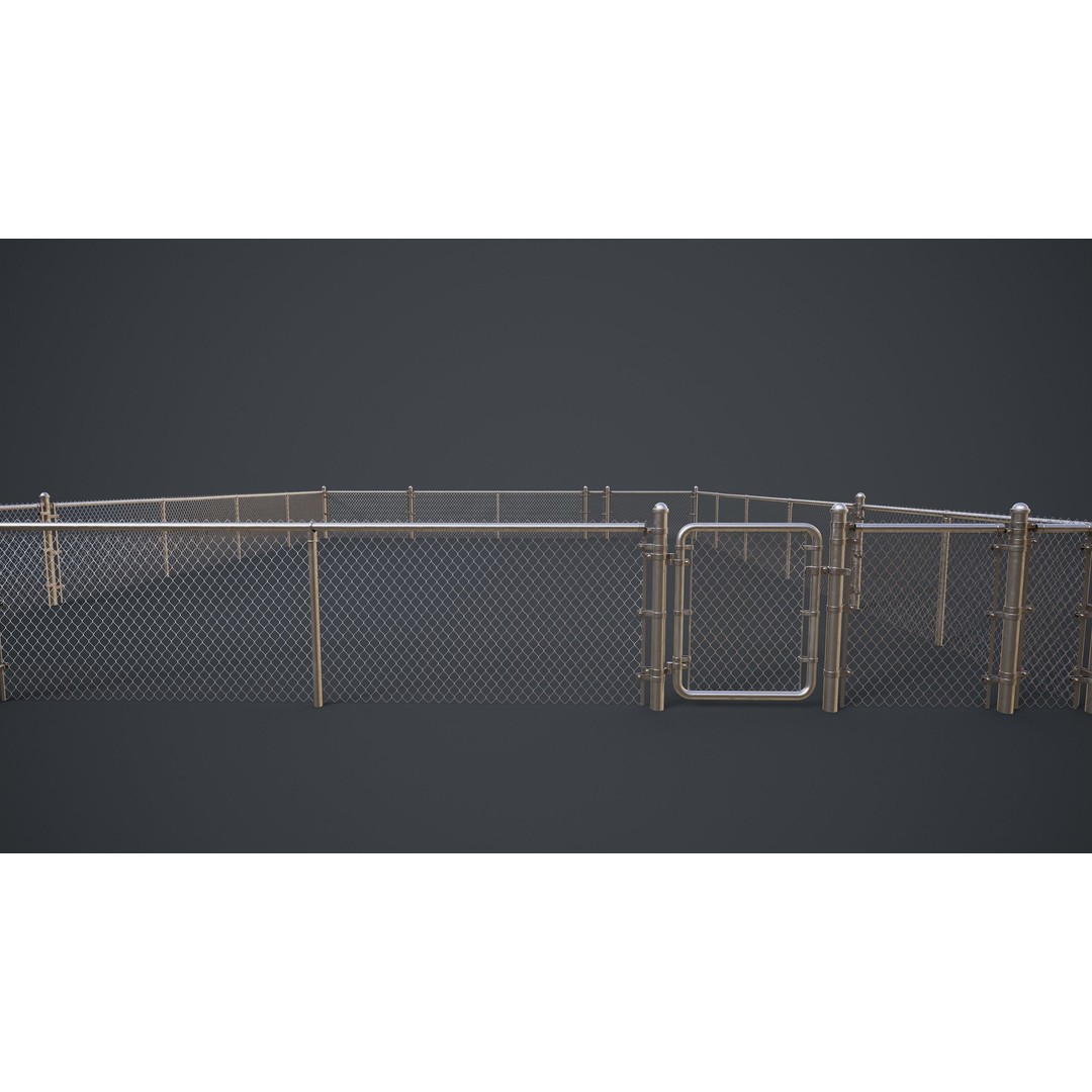 Modular Chain-link Fence 3D Model – Low Poly Game Ready Asset, FBX - View 6