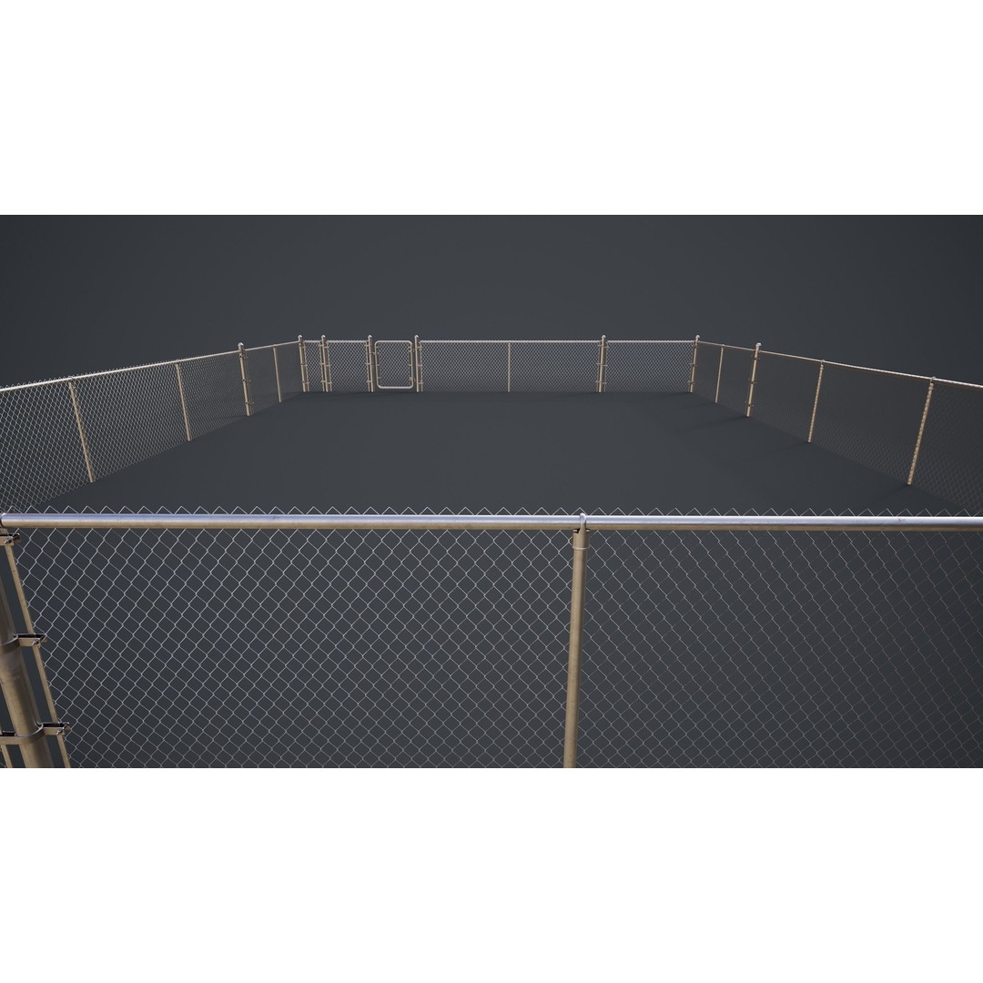 Modular Chain-link Fence 3D Model – Low Poly Game Ready Asset, FBX - View 7