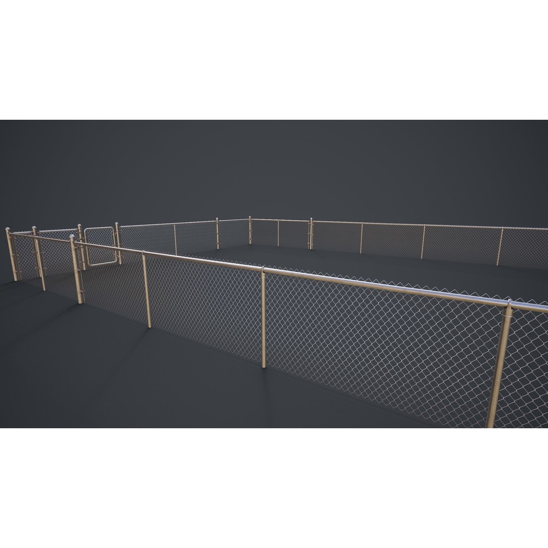 Modular Chain-link Fence 3D Model – Low Poly Game Ready Asset, FBX - View 8