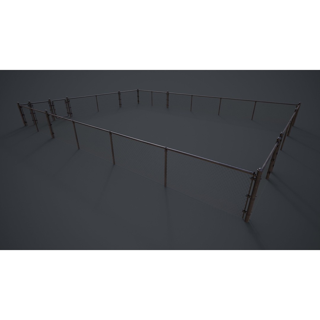 Modular Chain-link Fence 3D Model – Low Poly Game Ready Asset, FBX - View 9