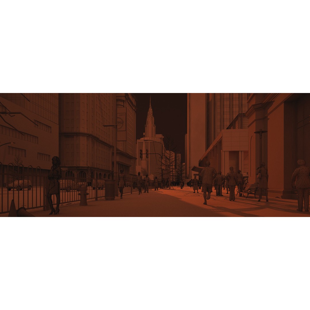 Wall Street 3D Model – Historic City Street with Textures, FBX