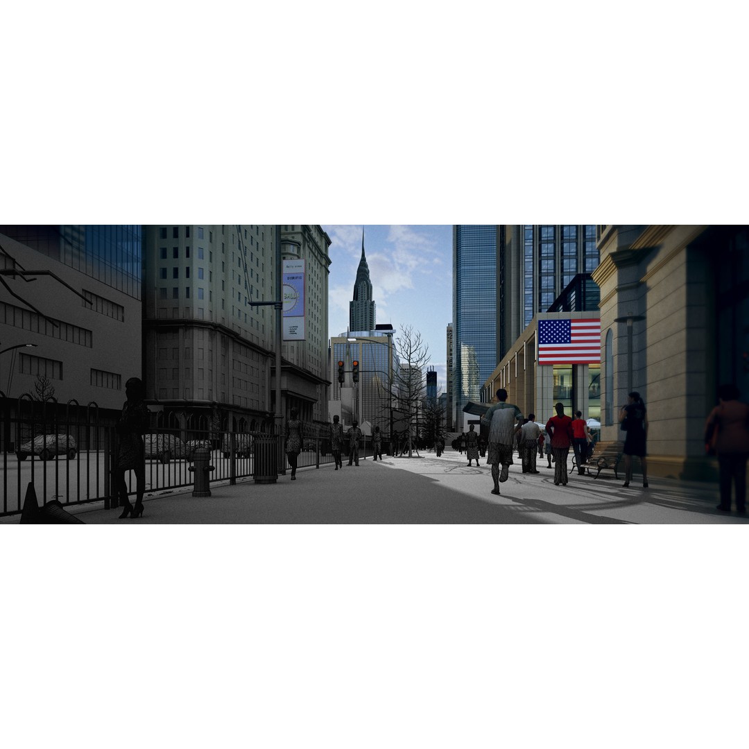 Wall Street 3D Model – Historic City Street with Textures, FBX - View 7