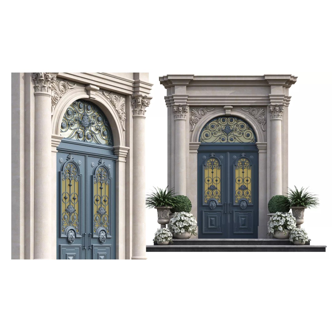 Exterior Doors 3D Model – Modern Classic Design, FBX, Vray, Corona - View 2