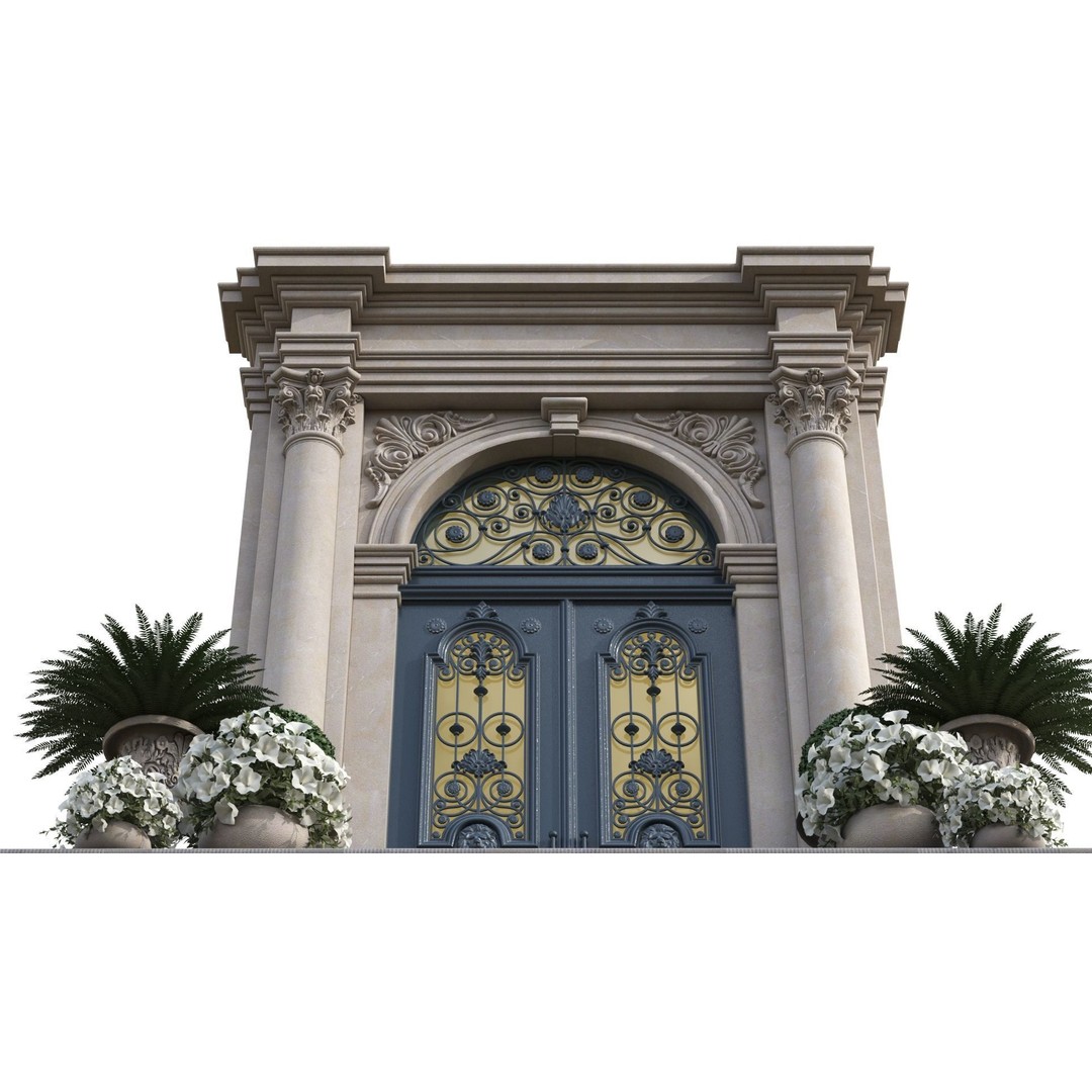Exterior Doors 3D Model – Modern Classic Design, FBX, Vray, Corona - View 4