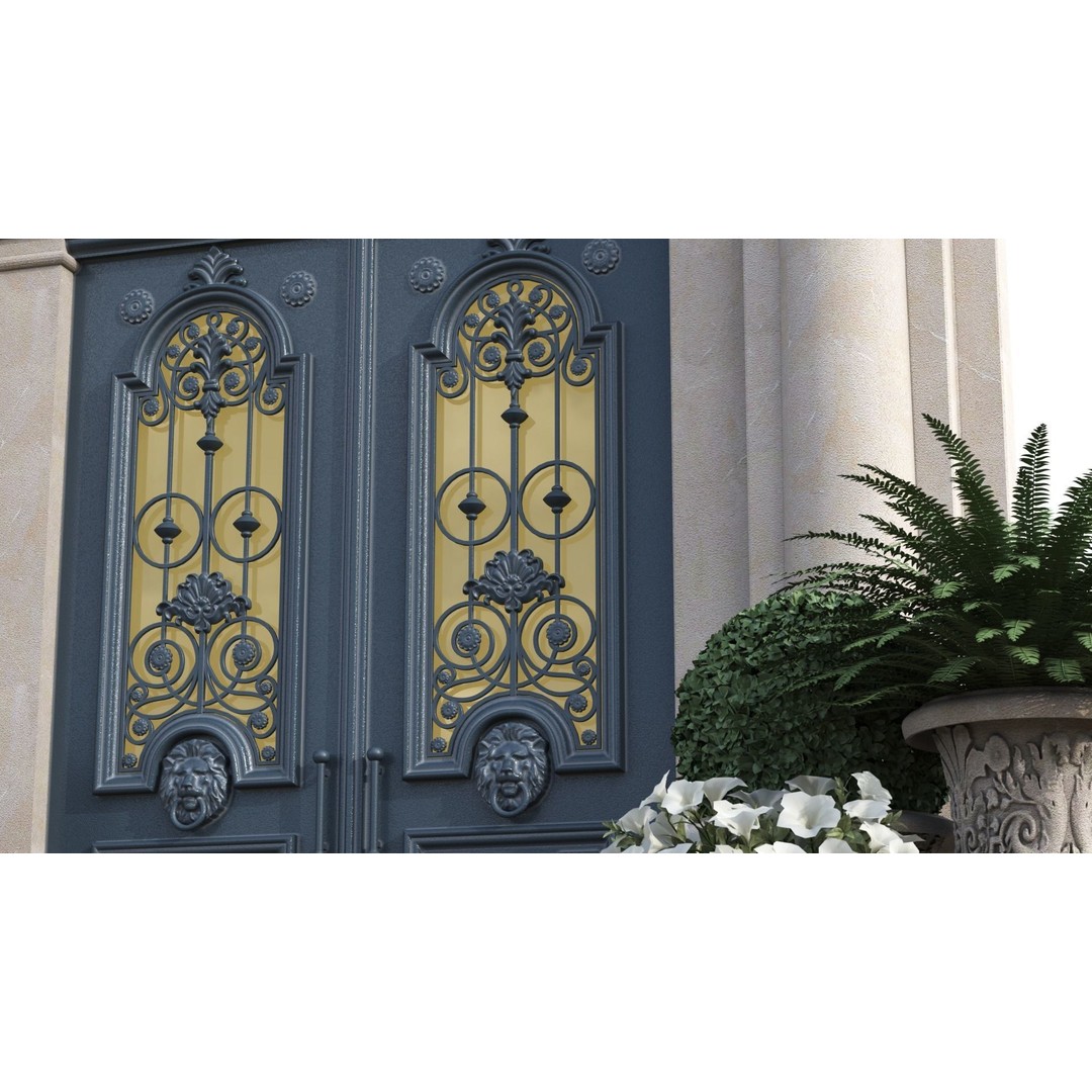 Exterior Doors 3D Model – Modern Classic Design, FBX, Vray, Corona - View 6